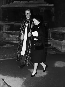 Mourning Prints: The Queen walks with the Dean of Windsor, Rev. Robert Woods after the memorial service to