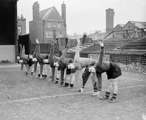 00207 Prints: Queens Park Rangers footballers during physical training before their FA Cup tie with