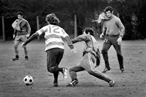 00251 Prints: Queens Park Rangers StarsStan Bowles and Frank Maclintock seen here during training