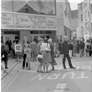 Cinemas Prints: Queues outside the Colony Cinema, Torquay to see The Beatles film Help! July 1965