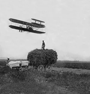 Agriculture Prints: To the quiet French peasants pursuing their work in the field Mr Wilbur Wright appeared