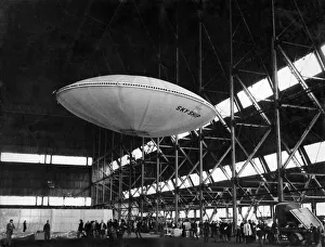 Flying Saucers Prints: Very quietly, the the worlds first flying Saucer - or Skyship as its designers