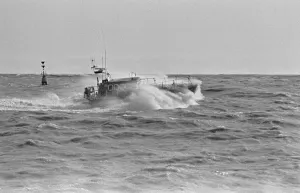 The R. N. L. B. Sealink Endeavour 12-002 Mersey Class Lifeboat seen here being put through