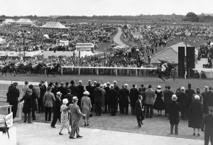 Racehorse Hard Ridden with jockey Charlie Smirke crosses the line to win the Derby