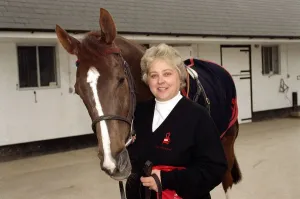 Racehorse trainer Jenny Pitman with Cheltenham Gold Cup hopeful Royal Athlete