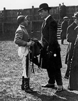 Bowler Hat Prints: Racehorse trainer Stanley Wootton (right) seen here with apprentice jockey Charlie Smirke