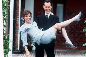 Rachel Ward actress with Richard E Grant actor at Shepperton Studios
