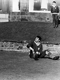 Racing Club of Argentina player Ruben Diaz goes down in pain during training at Troon