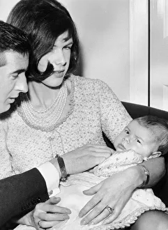Racing driver Jackie Stewart with wife Helen and two month old baby son Paul Ewan Stewart