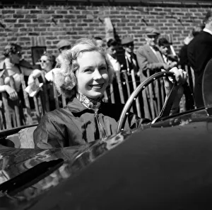 Motor Sports Prints: Racing at Goodwood, Carol Fisher, one of the drivers in the ladies race. 1st June 1955