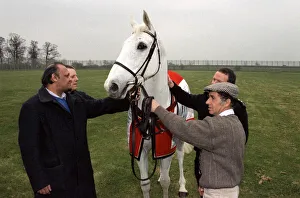 Prisons Prints: Racing legend Desert Orchid visits inmates at Ashwell Prison, Leicestershire