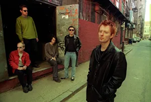 Radiohead pop group to play at T in the Park standing doorway back alley April 1996