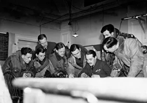 00188 Prints: RAF air crew listen to the instructions of the Commanding officer during preparations for