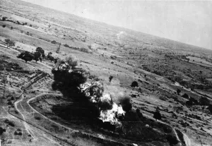 Air Attack Prints: RAF Beaufighter planes attack oil storage tanks in Burma