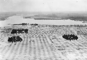 01460 Prints: RAF Bomb damage in captured Hanover, Germany. The machsee large lake south of