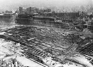 RAF bomber damage in Hanover The devastation caused by RAF bombing to a large factory