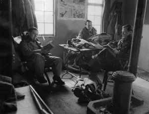 RAF Fighter Command pilots seen here on standby at an un-named RAF fighter base in