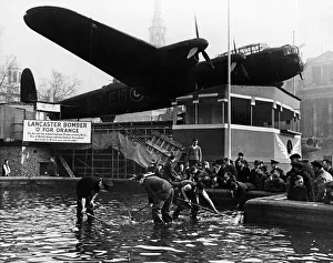 RAF Lancaster bomber on display in Trafalgar Square for Wings for Victory week