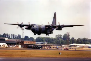 00352 Prints: A RAF Lockheed C-130 Hercules aircraft takes part in the 1998 Sunderland Airshow