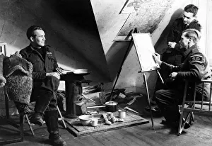Painter Prints: RAF official war artist Walter Thomas Monnington busy on a portrait of Flight Lieutenant