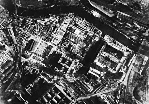 Industrial Prints: RAF Photo Reconnaissance image showing extensive damage to the Siemens