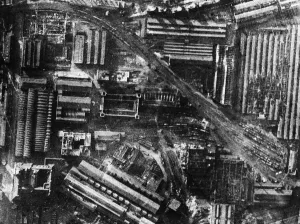 01455 Prints: RAF Photo Reconnaissance image taken after a heavy raid on the Krupps Workd at Essen by