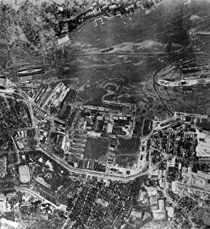 RAF Photo reconnaissance photograph of Kiel harbour following a raid by RAF Bomber