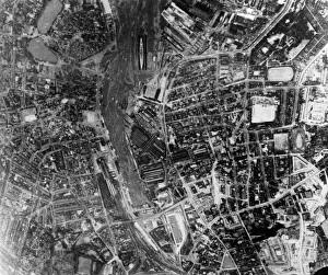 RAF Photo reconnaissance photograph of Kiel harbour following a raid by RAF Bomber