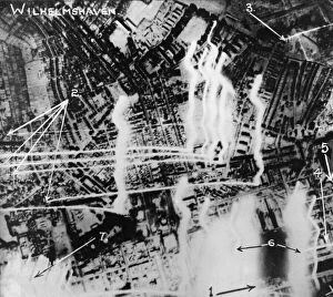 RAF reconnaissance photo of the German Naval base at Wilhelmshaven