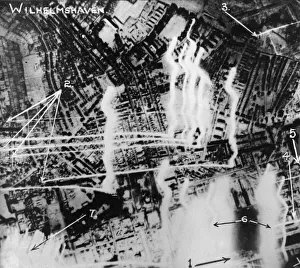 German Navy Prints: RAF reconnaissance photo of the German Naval base at Wilhelmshaven