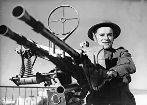 RAF Regiment Corporal L Ratchford of Piercebridge near Darlington manning his Browning