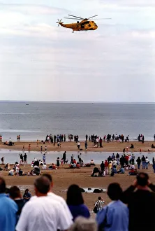 Air Display Prints: A RAF search and rescue Sea King helicopter from RAF Boulmer gives a demonstration for