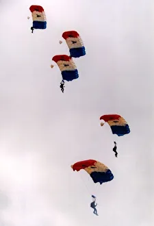 Air Display Prints: The RAFs Falcons freefall parachute display team arrive at the Sunderland