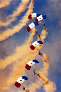00384 Prints: The RAFs Falcons freefall parachute display team arrive at the Sunderland