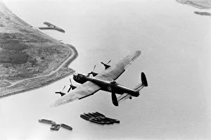 The RAFs only Lancaster bomber pictured in flight over Central London