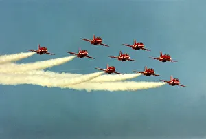 00384 Prints: The RAFs Red Arrows display team perform in their BAE Hawk aircraft