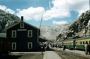 00133 Prints: Railway station at La Oroya along route of Central Railway of Peru circa 1971