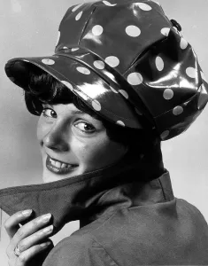 A rain hat worn by model Becky called Wig hats made by Topsy Creations October