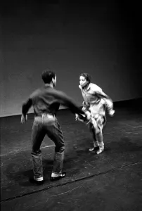 Ralph Lemon and Bebe Miller seen here performing Parallels in black at The Place theatre