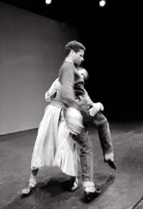 Ralph Lemon and Bebe Miller seen here performing Parallels in black at The Place theatre