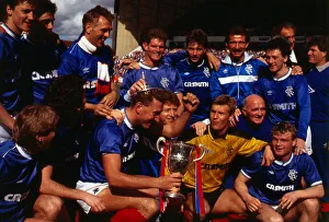 Rangers celebrating with League trophy May 1987 Graham Roberts Ian Durrant Ally