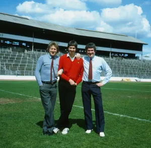 Former Rangers football player Jim Baxter (right) with his son (centre