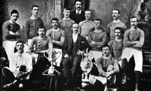 Scottish Cup Prints: RANGERS FOOTBALL TEAM 1894 With Scottish Cup after defeating Celtic in very first