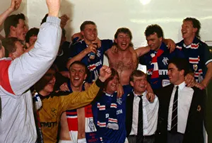 Rangers players celebrate in dressing room May 1987 Colin West Ally McCoist Robert
