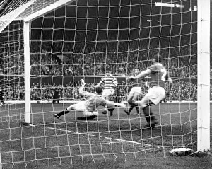 Rangers v. Celtic. John Hughes beats keeper Ritchie, Shearer of Rangers stops it