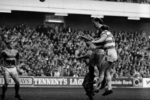 Rangers versus Hamilton Accies January 1987 Graham Roberts football player heads