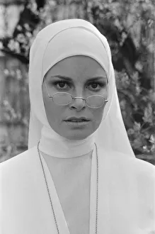 Raquel Welch pictured on set, in Hungary filming her new movie Bluebeard