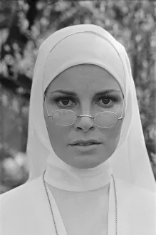 Raquel Welch pictured on set, in Hungary filming her new movie Bluebeard
