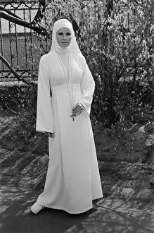 Raquel Welch pictured on set, in Hungary filming her new movie Bluebeard
