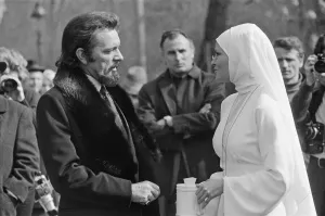 Raquel Welch pictured on set, in Hungary filming her new movie Bluebeard